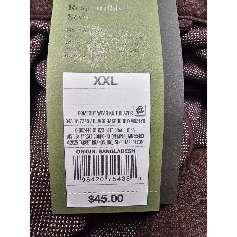 Goodfellow & Co Mens XXL Comfort Wear Knit Blazer Black Raspberry NEW‎